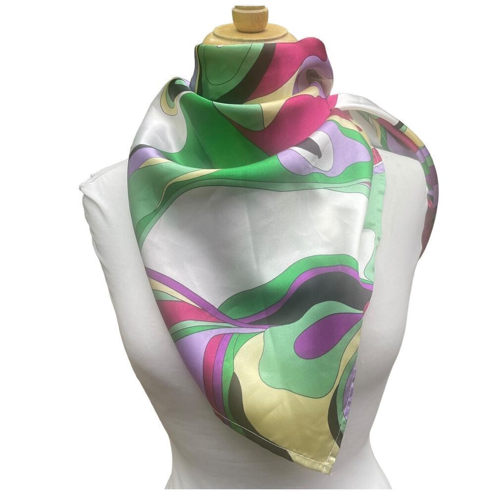 Dennis By Dennis Basso Multicolor Retro Silky Square Polyester Scarf